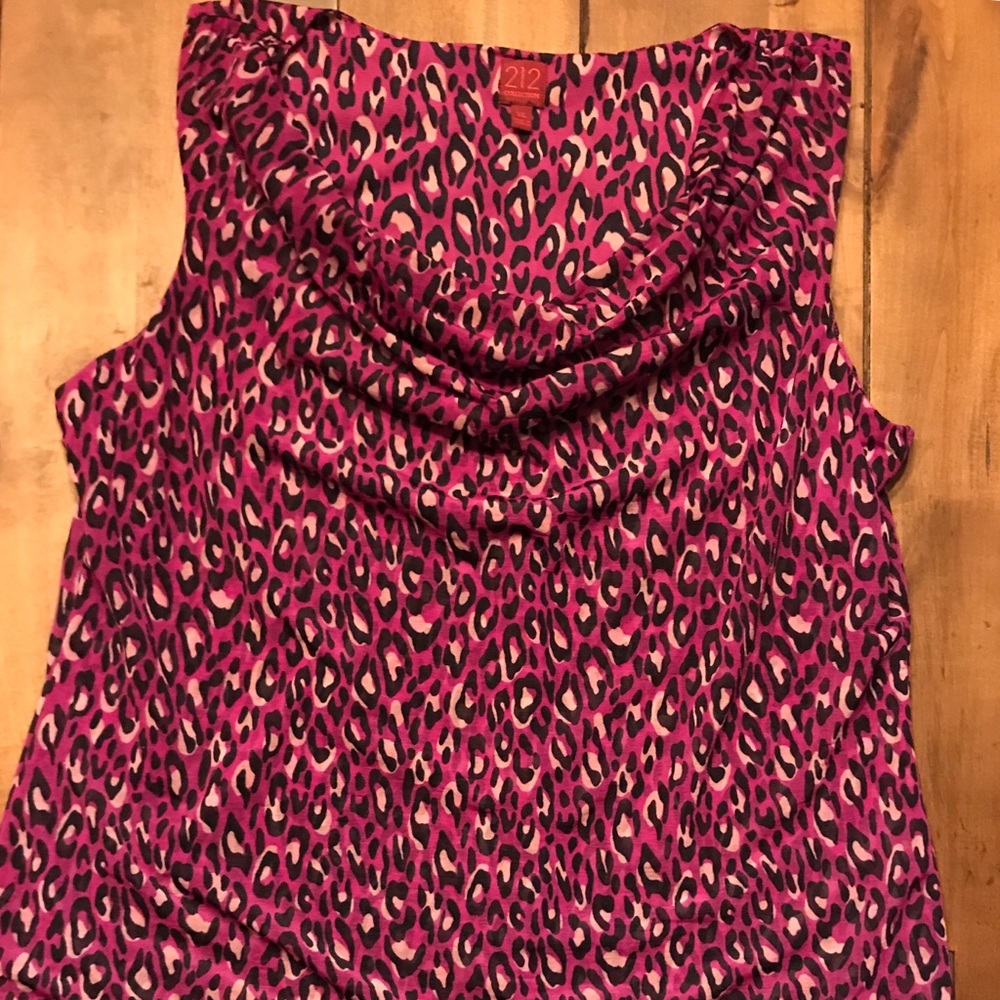 Purple Leopard Print Drape Front Sleeveless Top